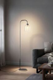 Living and Home Modern Chrome Living Room Floor Lamp in Silver - thumbnail 3