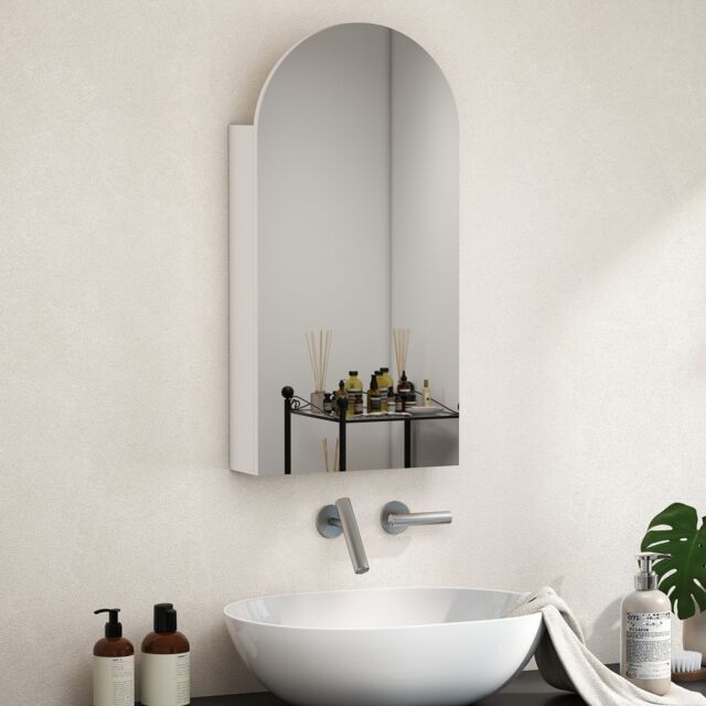 HOMCOM Bathroom Mirror Cabinet with Adjustable Glass Shelves in White - image 1