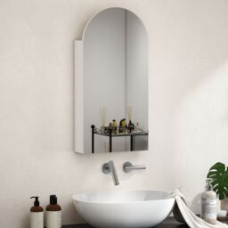 HOMCOM Bathroom Mirror Cabinet with Adjustable Glass Shelves in White - thumbnail 1