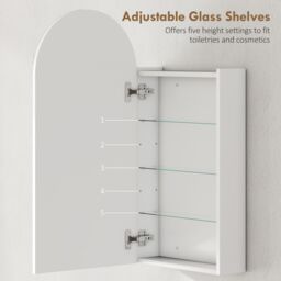 HOMCOM Bathroom Mirror Cabinet with Adjustable Glass Shelves in White - thumbnail 6