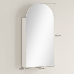 HOMCOM Bathroom Mirror Cabinet with Adjustable Glass Shelves in White - thumbnail 3