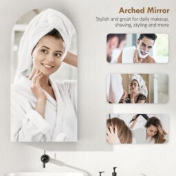 HOMCOM Bathroom Mirror Cabinet with Adjustable Glass Shelves in White - thumbnail 4