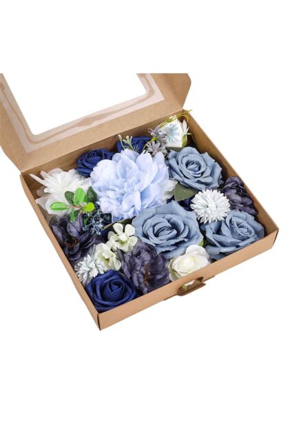 Living and Home Fake Flower Gift Box for Valentine's Day Wedding in Blue - image 1