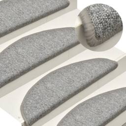 Berkfield Home Comfortable Carpet Stair Treads 15 pcs Light Grey 56x17x3 cm - Size: Medium - thumbnail 2