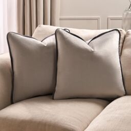 OHS 4 x Piped Edge Matte Velvet Cushion Covers Home Decor Set in Light Grey - Size: 45 cm x 45 cm - thumbnail 6