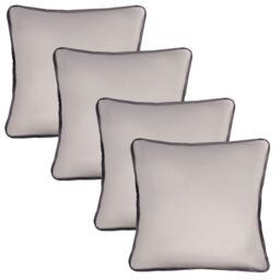 OHS 4 x Piped Edge Matte Velvet Cushion Covers Home Decor Set in Light Grey - Size: 45 cm x 45 cm - thumbnail 3