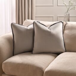 OHS 4 x Piped Edge Matte Velvet Cushion Covers Home Decor Set in Light Grey - Size: 45 cm x 45 cm - thumbnail 1