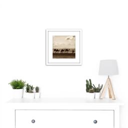 Artery8 Photo Egyptian Camel Train Caravan Desert Panorama 8X8 Inch Square Wooden Framed Wall Art Print Picture with Mount in White - thumbnail 2