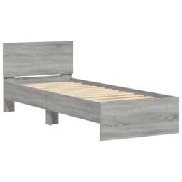 Berkfield Home Durable Bed Frame Frame with LED Lights Grey Sonoma 90x190 cm Single - thumbnail 1