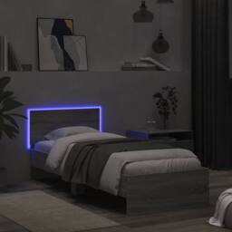 Berkfield Home Durable Bed Frame Frame with LED Lights Grey Sonoma 90x190 cm Single - thumbnail 5