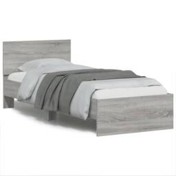 Berkfield Home Durable Bed Frame Frame with LED Lights Grey Sonoma 90x190 cm Single - thumbnail 2