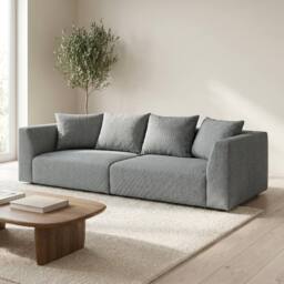 Abakus Direct Tokyo 3 Seater Sofa Basket Weave Fabric with Deep Seats in Grey - thumbnail 2