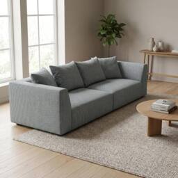 Abakus Direct Tokyo 3 Seater Sofa Basket Weave Fabric with Deep Seats in Grey - thumbnail 7