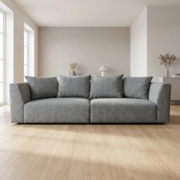 Abakus Direct Tokyo 3 Seater Sofa Basket Weave Fabric with Deep Seats in Grey - thumbnail 1
