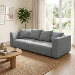 Abakus Direct Tokyo 3 Seater Sofa Basket Weave Fabric with Deep Seats in Grey - thumbnail 4