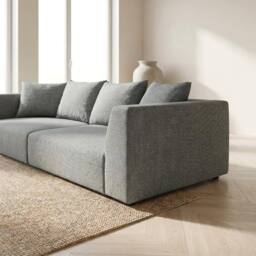 Abakus Direct Tokyo 3 Seater Sofa Basket Weave Fabric with Deep Seats in Grey - thumbnail 3