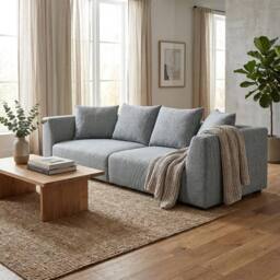 Abakus Direct Tokyo 3 Seater Sofa Basket Weave Fabric with Deep Seats in Grey - thumbnail 5