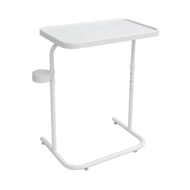FLAVORA White-Adjustable Height Sofa Side Table in White - Size: 0.6m2 - image 1