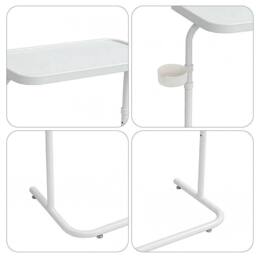 FLAVORA White-Adjustable Height Sofa Side Table in White - Size: 0.6m2 - thumbnail 3