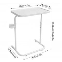 FLAVORA White-Adjustable Height Sofa Side Table in White - Size: 0.6m2 - thumbnail 4