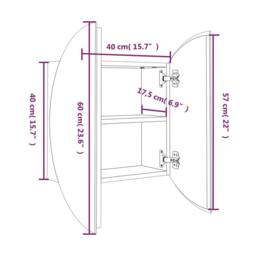 Berkfield Home Bathroom Cabinet with Round Mirror&LED Black 40x40x17.5 cm - thumbnail 8