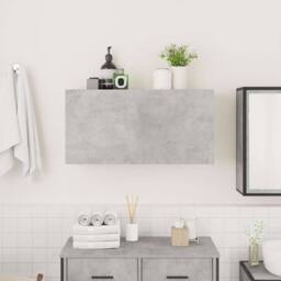 Berkfield Home Decorative Bathroom Wall Cabinet Concrete Grey 80x25x40 cm Engine - Size: 80 x 25 x 40 cm