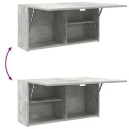 Berkfield Home Decorative Bathroom Wall Cabinet Concrete Grey 80x25x40 cm Engine - Size: 80 x 25 x 40 cm - thumbnail 9