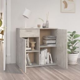 Berkfield Home Sideboard Concrete Grey 80x36x75 cm Engineered Wood - Size: 80 x 36 x 75 cm - thumbnail 3