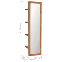 Berkfield Home Wall Mirror with Shelves 30x30x120 cm Solid Teak Wood in Brown - Size: 30 x 30 x 120 cm - thumbnail 6