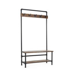 Cheshire Premium Hawthorn Hallway Stand with Bench in Black & Brown - thumbnail 1