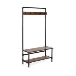 Cheshire Premium Hawthorn Hallway Stand with Bench in Black & Brown - thumbnail 2