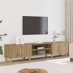Berkfield Home TV Cabinet Artisan Oak 180x31.5x40 cm Engineered Wood in Brown - thumbnail 2