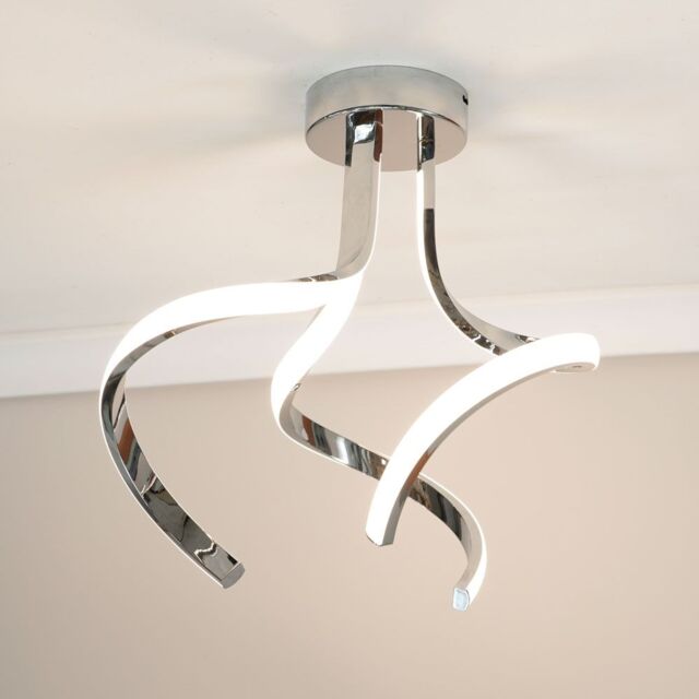ValueLights Infinity Chrome Twirl Integrated LED Flush Ceiling Light in Silver - image 1