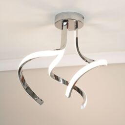 ValueLights Infinity Chrome Twirl Integrated LED Flush Ceiling Light in Silver - thumbnail 1
