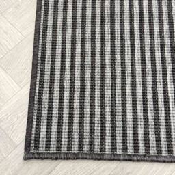 runrug Carpet Runner Rug - Indoor/Outdoor, Reversible, 2mm - 'Pinstripe' in Black - Size: 70 cm x 330 cm - thumbnail 2