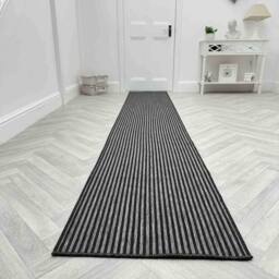 runrug Carpet Runner Rug - Indoor/Outdoor, Reversible, 2mm - 'Pinstripe' in Black - Size: 70 cm x 330 cm - thumbnail 6