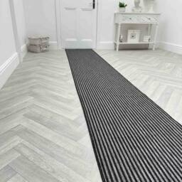 runrug Carpet Runner Rug - Indoor/Outdoor, Reversible, 2mm - 'Pinstripe' in Black - Size: 70 cm x 330 cm - thumbnail 3