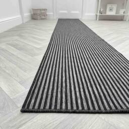 runrug Carpet Runner Rug - Indoor/Outdoor, Reversible, 2mm - 'Pinstripe' in Black - Size: 70 cm x 330 cm - thumbnail 5