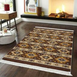 Smart Living Luxury Traditional Design Soft Reversible Washable Aqcha Rug in Mustard - Size: 120 cm x 180 cm