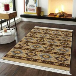 Smart Living Luxury Traditional Design Soft Reversible Washable Aqcha Rug in Mustard - Size: 120 cm x 180 cm - thumbnail 2