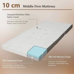 Kelvenix Single 10 cm Folding Gel-Infused Tri-fold Mattress in Grey - thumbnail 3