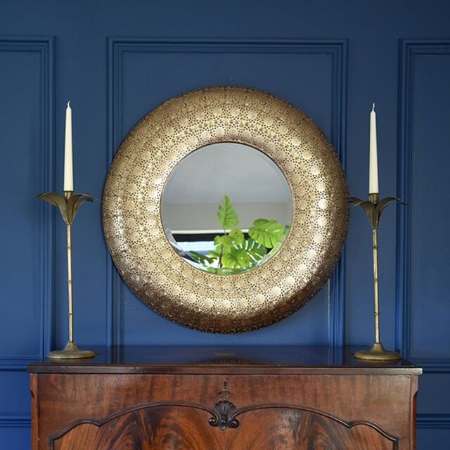 Madison & Mayfair Moroccan Style Round Mirror with Gold Metal Frame - image 1
