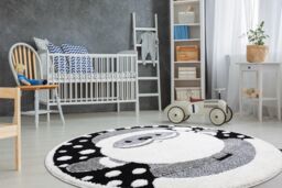 RugsX Modern Children's Rug in Black - Size: 140 cm diameter - thumbnail 4
