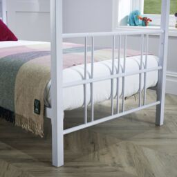 X Rocker Fern Four Poster Bed, Metal Bed Frame with LED Lighting in White - Size: Double - thumbnail 5