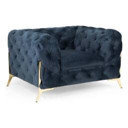 Stratus Interiors Italian Chesterfield Sofa Plush Velvet UK Manufactured in Blue