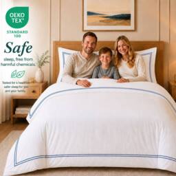 Grace TC800 Duvet Cover Set 100% Cotton Sateen Oxford with Button Closure in Soft White - Size: Super King - thumbnail 4