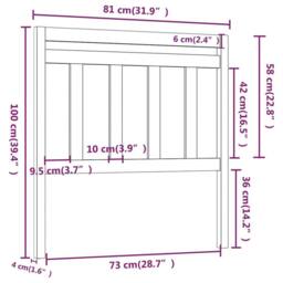 Berkfield Home Bed Headboard 81x4x100 cm Solid Wood Pine in Light Tan - Size: 81 x 4 x 100 cm - thumbnail 6