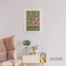 "Artery8 Birds Butterflies Kangaroo Pattern Canvas Wall Art Print Verneuil in Green - Size: W18"" x H24""" - thumbnail 3