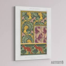 "Artery8 Birds Butterflies Kangaroo Pattern Canvas Wall Art Print Verneuil in Green - Size: W18"" x H24""" - thumbnail 2
