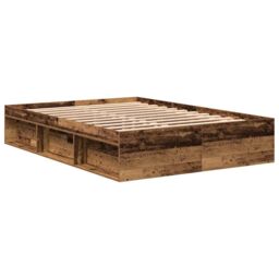Berkfield Home Bed Frame without Mattress Old Wood 120x190cm Small Double Engineered Wood in Brown - thumbnail 7